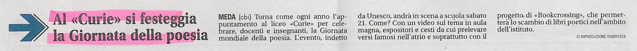 Al Marie Curie si festeggia la Giornata della poesia