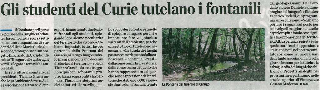 Gli studenti del Curie tutelano i fontanili